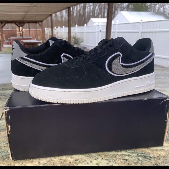 Nike Air Force 1 “Chinelle Swoosh” Black and Grey - Picture 1 of 5